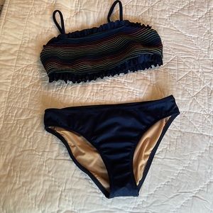 Crewcuts Navy Bikini with Multicolor Embroidery